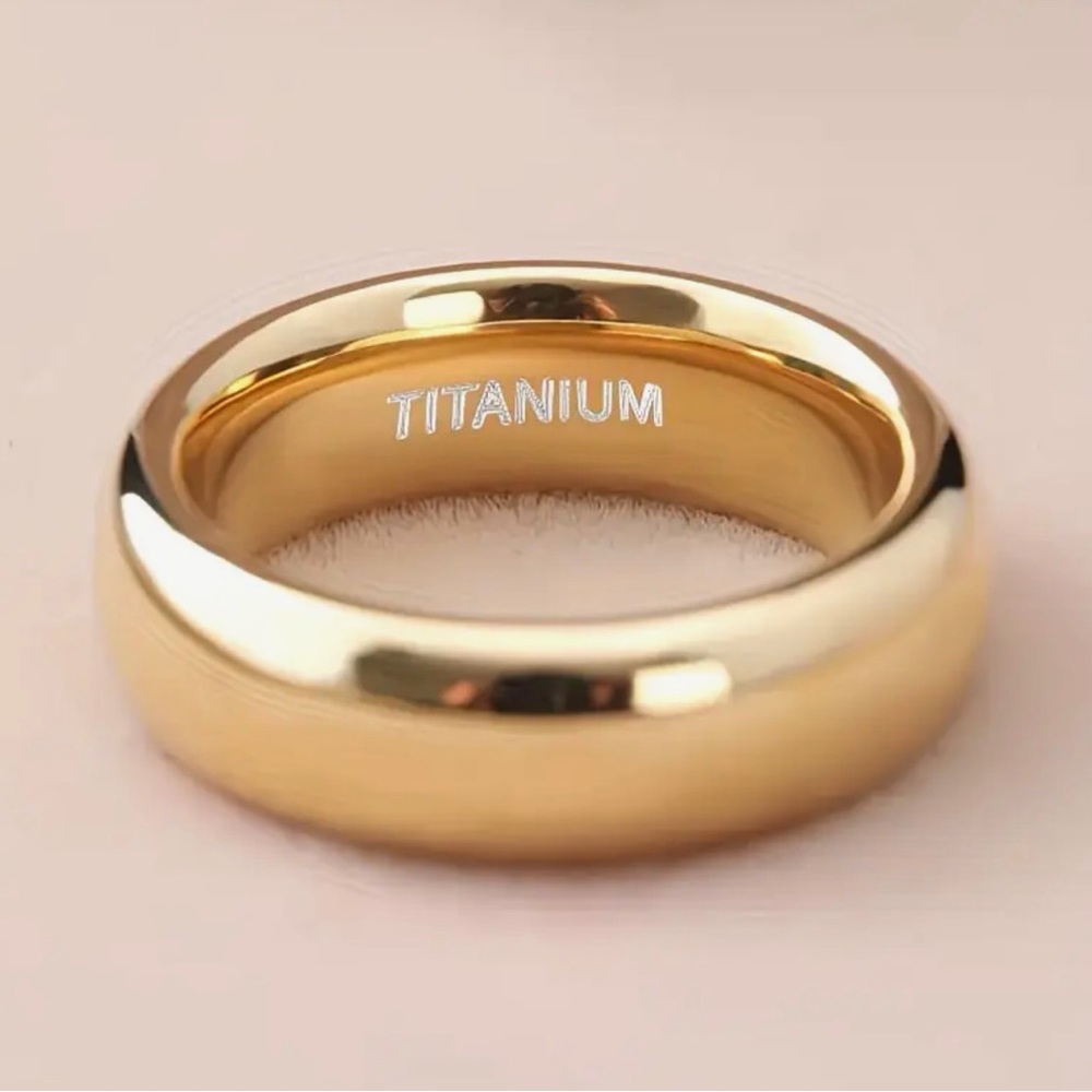 Titanium Wedding Engagement Unisex Gold Band Ring 6mm